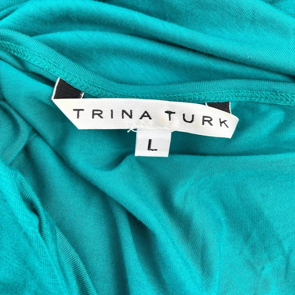 Trina Turk Turquoise Teal Jersey Sheath Dress Size Large EUC - Picture 2 of 9